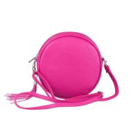 OBC Made in Italy Damen ECHT Leder Tasche Crossbody Runde Schultertasche City Bag Crossover Umhängetasche Clutch Ledertasche Damentasche Minibag  Pink