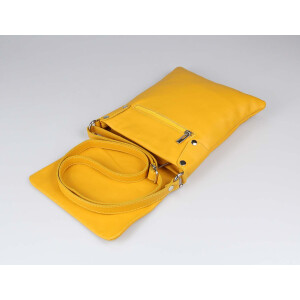 OBC Made in Italy Damen Leder Tasche Shopper Umhängetasche Schultertasche Crossbody Handtasche Ledertasche Nappaleder  Gelb