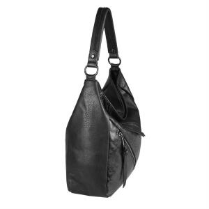 OBC Damen Tasche Shopper Tote Bag Handtasche Umhängetasche Schultertasche Beuteltasche Leder Optik Hobo Crossbody Schwarz 36x32x14 cm