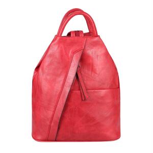 OBC Damen Rucksack Tasche Schultertasche Leder Optik Daypack Backpack Handtasche Tagesrucksack Cityrucksack Rot.