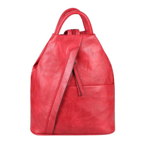 OBC Damen Rucksack Tasche Schultertasche Leder Optik Daypack Backpack Handtasche Tagesrucksack Cityrucksack Rot.
