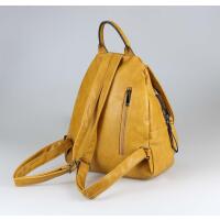 Damen Rucksack Backpack Cityrucksack Schultertasche Leder Optik Tasche Daypack Handtasche Umhängetasche Nieten Gelb 30x32x15 cm