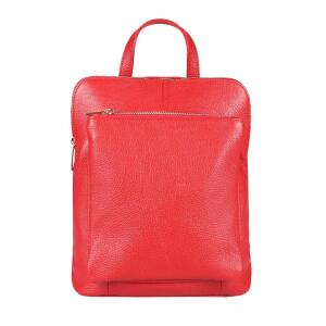 Made in Italy Damen echt Leder Rucksack Daypack Lederrucksack Tasche Schultertasche Umhängetasche CrossBody Bag Ledertasche Handgepäck Nappaleder Rot (25x30x11)