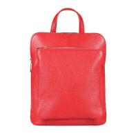 Made in Italy Damen echt Leder Rucksack Daypack Lederrucksack Tasche Schultertasche Umhängetasche CrossBody Bag Ledertasche Handgepäck Nappaleder Rot (25x30x11)