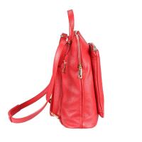 Made in Italy Damen echt Leder Rucksack Daypack Lederrucksack Tasche Schultertasche Umhängetasche CrossBody Bag Ledertasche Handgepäck Nappaleder Rot (25x30x11)