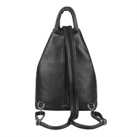 Made in Italy Damen echt Leder Rucksack Backpack Lederrucksack Tasche Schultertasche Ledertasche Shopper Schwarz V1
