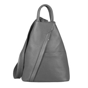 Made in Italy Damen echt Leder Rucksack Backpack Lederrucksack Tasche Schultertasche Ledertasche Shopper Dunkelgrau V1