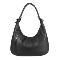 OBC Made in Italy Damen Ledertasche Tasche Tote Bag Shopper Schultertasche Umhängetasche Beuteltasche Hobo-Bag Handtasche Schwarz 43x29x10 cm