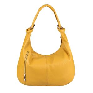 OBC Made in Italy Damen Ledertasche Tasche Tote Bag Shopper Schultertasche Umhängetasche Beuteltasche Hobo-Bag Handtasche Dunkelgelb 43x29x10 cm