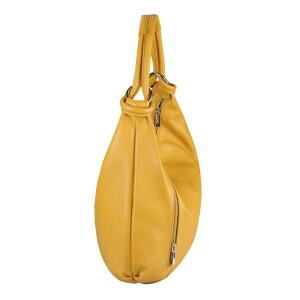 OBC Made in Italy Damen Ledertasche Tasche Tote Bag Shopper Schultertasche Umhängetasche Beuteltasche Hobo-Bag Handtasche Dunkelgelb 43x29x10 cm