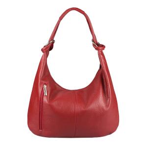 OBC Made in Italy Damen Ledertasche Tasche Tote Bag Shopper Schultertasche Umhängetasche Beuteltasche Hobo-Bag Handtasche Dunkelrot 43x29x10 cm