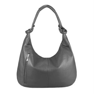 OBC Made in Italy Damen Ledertasche Tasche Tote Bag Shopper Schultertasche Umhängetasche Beuteltasche Hobo-Bag Handtasche Dunkelgrau 43x29x10 cm