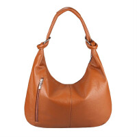 OBC Made in Italy Damen Ledertasche Tasche Tote Bag Shopper Schultertasche Umhängetasche Beuteltasche Hobo-Bag Handtasche Cognac 43x29x10 cm