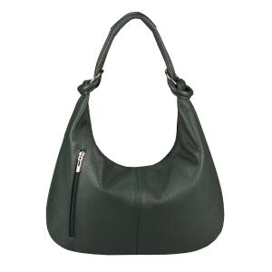 OBC Made in Italy Damen Ledertasche Tote Bag Shopper Schultertasche Umhängetasche Beuteltasche Hobo-Bag Handtasche Grün 43x29x10 cm