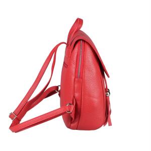 OBC Made in Italy Damen Echt Leder Rucksack Cityrucksack Backpack Daypack Schultertasche Lederrucksack Handtasche Stadtrucksack Rot