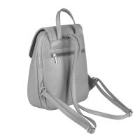 OBC Made in Italy Damen Echt Leder Rucksack Cityrucksack Backpack Daypack Schultertasche Lederrucksack Handtasche Stadtrucksack Grau