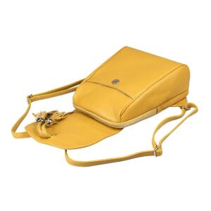 OBC Made in Italy Damen Echt Leder Rucksack Cityrucksack Backpack Daypack Schultertasche Lederrucksack Handtasche Stadtrucksack Gelb(Senf)