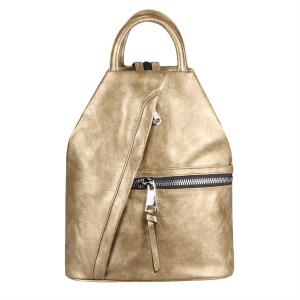 OBC Damen Rucksack Tasche Schultertasche Leder Optik Daypack Backpack Handtasche Tagesrucksack Cityrucksack Gold