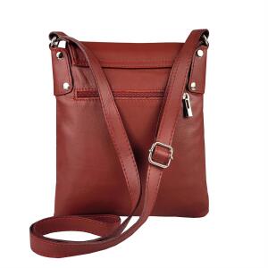 OBC Made in Italy Damen Leder Tasche Umhängetasche Schultertasche Crossbody Handtasche Ledertasche Nappaleder Cross-Over Body Bag Shopping Messenger Rot