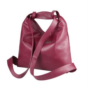 OBC Made in Italy Damen Echt Leder Tasche Rucksack 2 in 1 Umhängetasche Schultertasche Daypack Rucksacktasche Shopper Backpack Cityrucksack Handtasche Bordo (Leder)