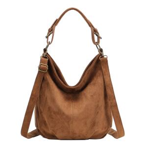 DAMEN TASCHE SHOPPER Hobo-Bag Henkeltasche Schultertasche Umhängetasche Handtasche CrossOver CrossBag Damentasche Reisetasche Beuteltasche Braun
