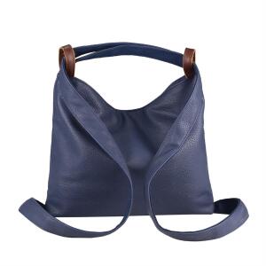 Damen Tasche Rucksack 2 in 1 Umhängetasche Schultertasche Daypack Leder Optik Rucksacktasche Shopper Backpack Freizeitrucksack Dunkelblau 37x28x9 cm