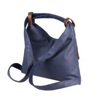 Damen Tasche Rucksack 2 in 1 Umhängetasche Schultertasche Daypack Leder Optik Rucksacktasche Shopper Backpack Freizeitrucksack Dunkelblau 37x28x9 cm