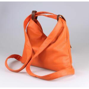 OBC Damen Tasche Rucksack 2 in 1 Umhängetasche Schultertasche Daypack Leder Optik Rucksacktasche Shopper Backpack Freizeitrucksack Orange 37x28x9 cm