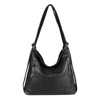 Damen Tasche Rucksack 2 in 1 Umhängetasche Schultertasche Daypack Leder Optik Rucksacktasche Shopper Backpack Freizeitrucksack Schwarz 37x28x9 cm