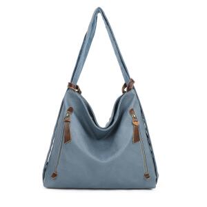 Damen Tasche Rucksack 2 in 1 Umhängetasche Schultertasche Daypack Leder Optik Rucksacktasche Shopper Backpack Freizeitrucksack Blau