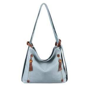 Damen Tasche Rucksack 2 in 1 Umhängetasche Schultertasche Daypack Leder Optik Rucksacktasche Shopper Backpack Freizeitrucksack Blau 37x28x9 cm