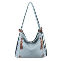 Damen Tasche Rucksack 2 in 1 Umhängetasche Schultertasche Daypack Leder Optik Rucksacktasche Shopper Backpack Freizeitrucksack Blau 37x28x9 cm