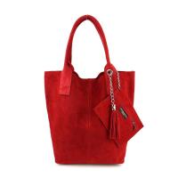 MADE IN ITALY DAMEN XL DIN-A4 LEDER TASCHE Hobo Bag Wildleder Shopper Schultertasche Schmucktasche Umhängetasche Handtasche mit Fransen Quaste Kette