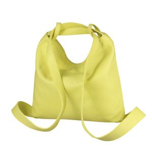 Made in Italy Damen Echt Leder Tasche Rucksack 2 in 1 Umhängetasche Schultertasche Daypack Rucksacktasche Shopper Backpack Cityrucksack Handtasche Gelb. (echtes Leder)