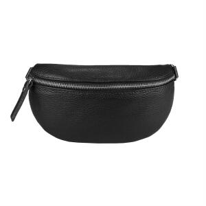 Made in Italy DAMEN LEDER Gürteltasche Crossbody Hüfttasche Bauchtasche Umhängetasche Brusttasche CrossOver Bodybag Schultertasche Handytasche Geldtasche Tasche Schminktasche Kosmetiktasche Schwarz