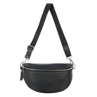 Made in Italy DAMEN LEDER Gürteltasche Crossbody Hüfttasche Bauchtasche Umhängetasche Brusttasche CrossOver Bodybag Schultertasche Handytasche Geldtasche Tasche Schminktasche Kosmetiktasche Schwarz