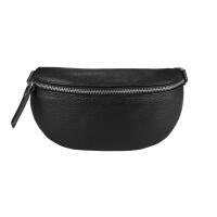 Made in Italy DAMEN LEDER Gürteltasche Crossbody Hüfttasche Bauchtasche Umhängetasche Brusttasche CrossOver Bodybag Schultertasche Handytasche Geldtasche Tasche Schminktasche Kosmetiktasche Schwarz
