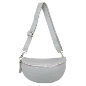 Made in Italy DAMEN LEDER Gürteltasche Crossbody Hüfttasche Bauchtasche Umhängetasche Brusttasche CrossOver Bodybag Schultertasche Handytasche Geldtasche Tasche Schminktasche Kosmetiktasche Hellgrau