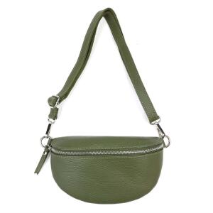 Made in Italy DAMEN LEDER Gürteltasche Crossbody Hüfttasche Bauchtasche Umhängetasche Brusttasche CrossOver Bodybag Schultertasche Handytasche Geldtasche Tasche Schminktasche Kosmetiktasche Grün - Kiwi