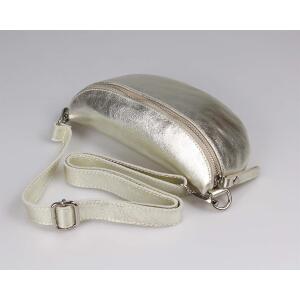 Made in Italy DAMEN LEDER Gürteltasche Crossbody Hüfttasche Bauchtasche Umhängetasche Brusttasche CrossOver Bodybag Schultertasche Handytasche Geldtasche Tasche Schminktasche Kosmetiktasche Gold