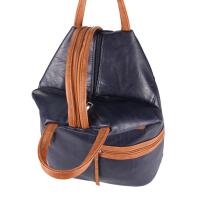 Damen Rucksack Tasche Schultertasche Leder Optik Daypack Backpack Handtasche Tagesrucksack Cityrucksack Blau 30x33x18 cm