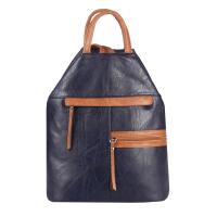 OBC Damen Rucksack Tasche Schultertasche Leder Optik Daypack Backpack Handtasche Tagesrucksack Cityrucksack Blau 30x33x18 cm