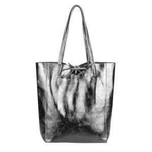 Made in Italy DAMEN LEDER TASCHE DIN-A4 Shopper Schultertasche Henkeltasche Tote Bag Antik Silber
