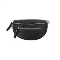 Made in Italy DAMEN LEDER Gürteltasche Crossbody Hüfttasche Bauchtasche Umhängetasche Brusttasche CrossOver Bodybag Schultertasche Handytasche Geldtasche Tasche Schminktasche Kosmetiktasche V2 Schwarz