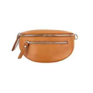 Made in Italy DAMEN LEDER Gürteltasche Crossbody Hüfttasche Bauchtasche Umhängetasche Brusttasche CrossOver Bodybag Schultertasche Handytasche Geldtasche Tasche Schminktasche Kosmetiktasche V2 Braun - Cognac