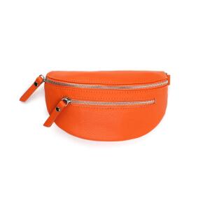 Made in Italy DAMEN LEDER Gürteltasche Crossbody Hüfttasche Bauchtasche Umhängetasche Brusttasche CrossOver Bodybag Schultertasche Handytasche Geldtasche Tasche Schminktasche Kosmetiktasche V2 Orange