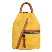 OBC Damen Rucksack Tasche Schultertasche Leder Optik Daypack Backpack Handtasche Tagesrucksack Cityrucksack Gelb.