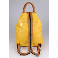 OBC Damen Rucksack Tasche Schultertasche Leder Optik Daypack Backpack Handtasche Tagesrucksack Cityrucksack Gelb.
