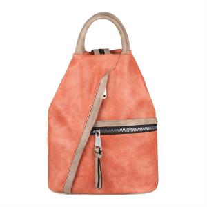 Damen Rucksack Tasche Schultertasche Leder Optik Daypack Backpack Handtasche Tagesrucksack Cityrucksack Coral