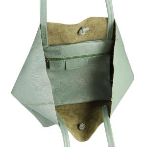 Made in Italy DAMEN LEDER TASCHE DIN-A4 Shopper Schultertasche Henkeltasche Tote Bag Mint